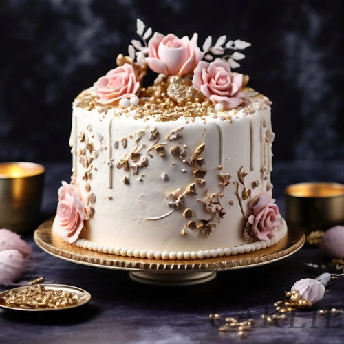 Gold Stuffing Flower Cake